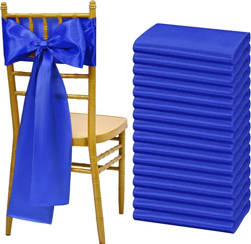 Miniatura 8 de Showgeous 60 cintas decorativas de satén negro para silla, lazos para decoración de banquetes, fiestas, baby shower, eventos (7 x 108 pulgadas)