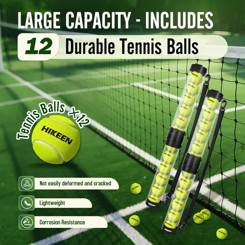 Miniatura 2 de Hikeen Tubo de recogida de pelotas de tenis duradero con 6/12 pelotas de tenis, recogida rápida y almacenamiento, tubo de pelota de tenis con correa