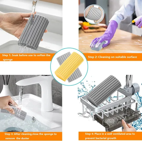 Miniatura 6 de Paquete de 6 esponjas limpiadoras húmedas quitapolvo, esponja quitapolvo para limpieza doméstica, esponja reutilizable de limpieza doméstica