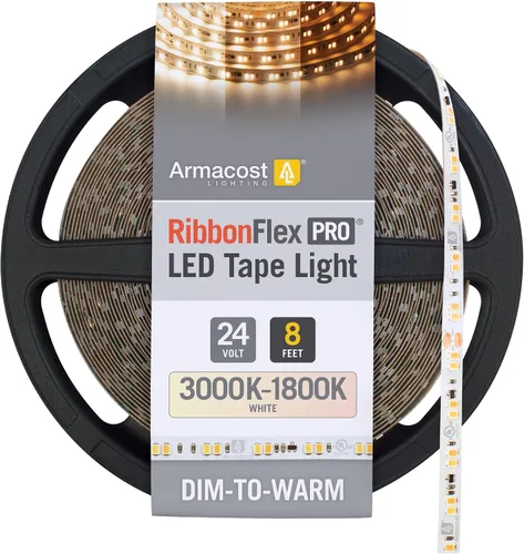 Miniatura 8 de Armacost Lighting RibbonFlex Pro 185250 - Cinta de luz LED blanca de 24 V, atenuada a cálida, 32 pies (32.8 ft)