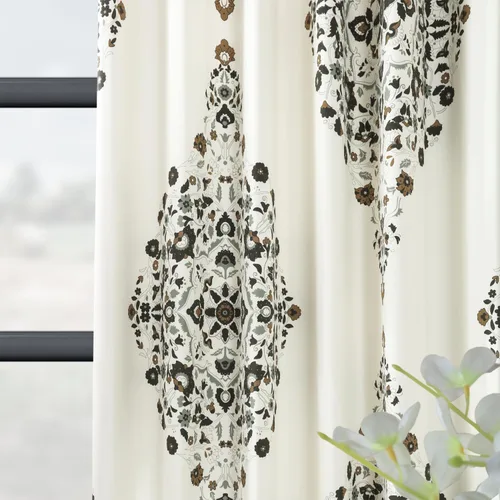 Miniatura 9 de HPD Half Price Drapes Cortinas florales de algodón de lujo con estampado de 84 pulgadas de largo (1 panel), modernas cortinas de oscurecimiento