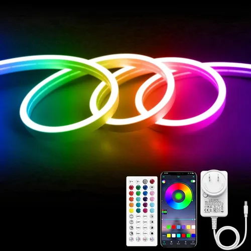 Miniatura 13 de Tira de luz LED de neón inteligente IC de 6.56 pies, tira de luz LED con aplicación/control remoto, cambio de color, sincronización de música, tira