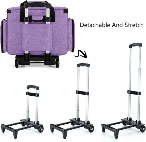 Miniatura 4 de LUXJA Estuche para máquina de coser con carrito desmontable, bolsa rodante para máquina de coser con almohadilla inferior extraíble