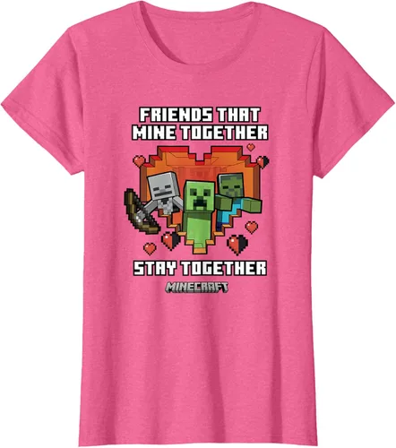 Miniatura 16 de Minecraft Camiseta de San Valentín Friends That Mine Together Mobs, Negro
