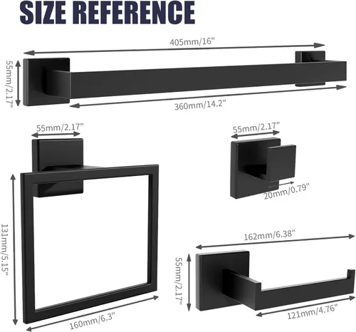 Miniatura 4 de Juego de accesorios de hardware para baño: juego de barra de toallas de baño de 5 piezas, toalleros para baño montados en la pared, SUS304 de acero