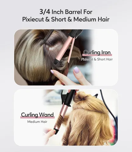 Miniatura 3 de FARERY Mini rizador de pelo de cerámica para cabello corto, 3/4 pulgadas, 100-240 V de doble voltaje, rizador de tamaño de viaje con queratina