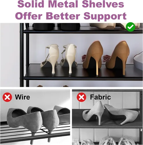 Miniatura 5 de Zapatero plegable de 4 niveles sin montaje, organizador de zapatos plegable sin instalación, estantes portátiles de metal sólido para armario
