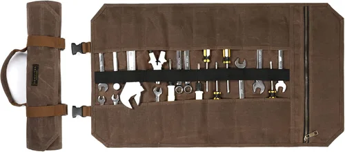 Denifiter Bolsa de herramientas, lona encerada resistente de 16 onzas, organizador de herramientas, (L) 25 pulgadas x 14.5 pulgadas de alto, gris