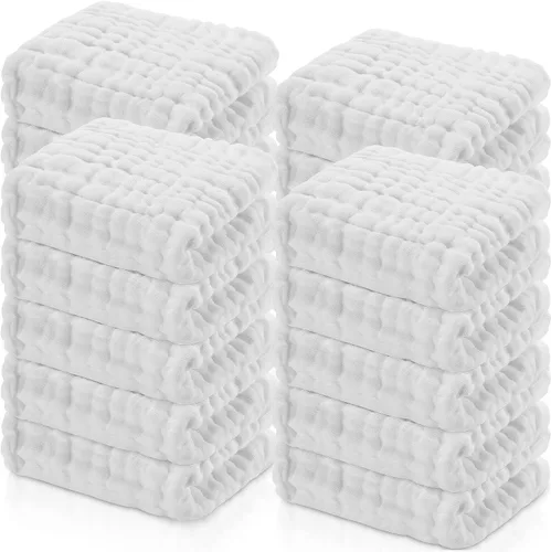 Breling 20 paños de muselina para bebé de 12 x 12 pulgadas, 100% algodón, suave y absorbente, paño de muselina para eructos, toalla facial para