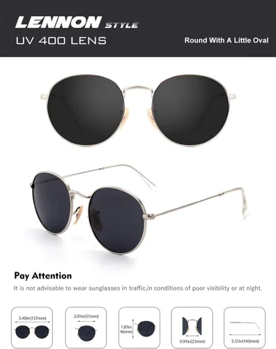 Miniatura 54 de CGID Gafas de sol unisex polarizadas redondas E01 Lennon