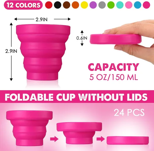 Miniatura 2 de Umigy Vaso plegable de silicona sin tapas, vaso plegable portátil de viaje, colorido, reutilizable, plegable, vaso expandible para niños que viajan