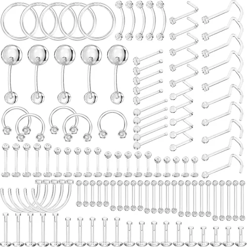 Miniatura 11 de Misdary Retenedores de piercing transparentes para nariz, labios, cartílago, a granel, para deportes, trabajo, cirugía, escuela, cirugía, piercing