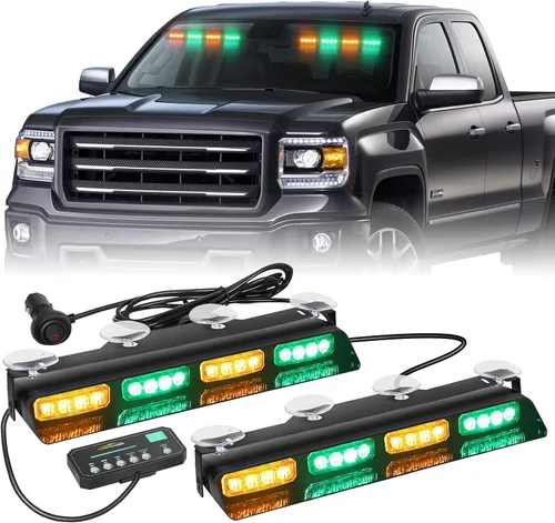 Miniatura 15 de XRIDONSEN Luces estroboscópicas de emergencia para salpicadero, advertencia intermitente de seguridad ámbar con controlador de pantalla digital