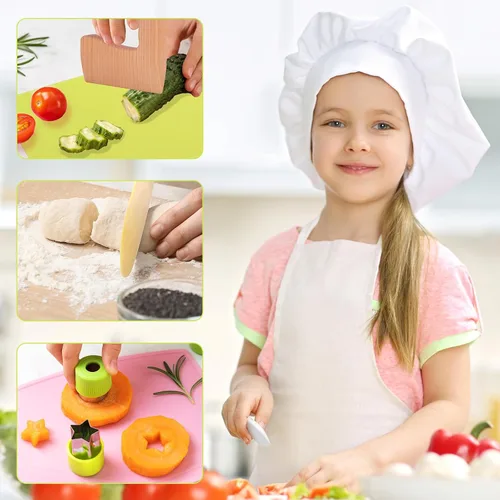 Miniatura 8 de Juego de 23 piezas de cuchillos para niños para cocina real, juguetes de cocina Montessori para niños pequeños, juego de cuchillos para niños