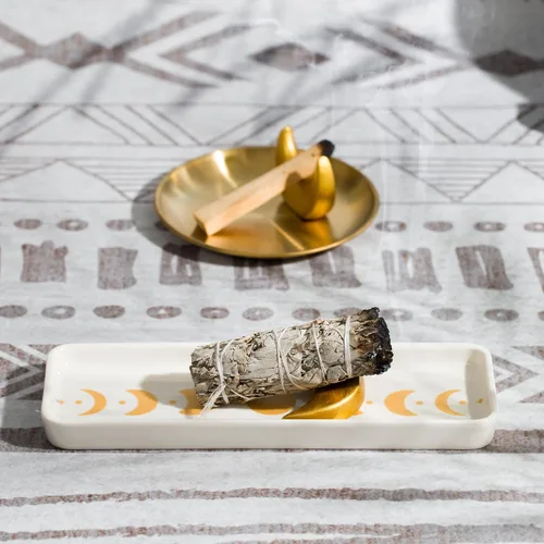 Miniatura 2 de ZenBless Soporte de incienso multifunción para quemar Palo Santo, manchas de salvia, varillas de incienso, soporte de cerámica hecho a mano