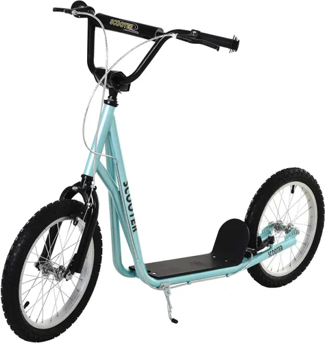 Miniatura 12 de Aosom Patinete para jóvenes, patinete para niños de 5 años en adelante, carga máxima 100 kg, con manillar ajustable, ruedas inflables de 16", frenos