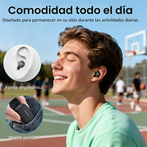 Miniatura 8 de TOZO Auriculares inalámbricos A1 Bluetooth 5.3 de peso ligero en el oído IPX5 Auriculares impermeables 2 micrófonos para llamadas AI, auriculares