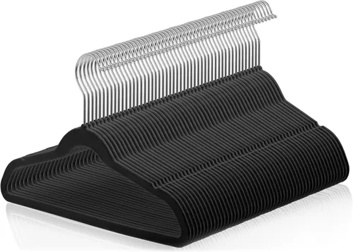 Casafield 50 perchas de terciopelo para niños, tamaño de 14 pulgadas, color negro
