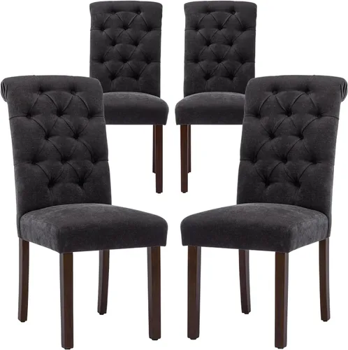 Miniatura 25 de COLAMY Juego de 2 Sillas de Comedor Copetudas, Sillas de Cocina Accent Parsons Tapizadas en Tela Elegante con Patas de Madera Maciza y Asiento Beige