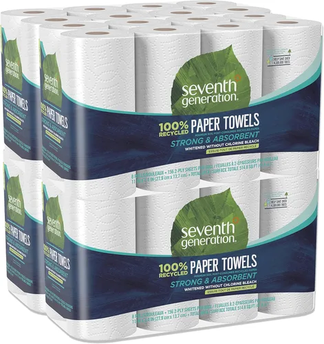 Seventh Generation Toallas de papel 100% recicladas, 2 capas, 8 unidades, paquete de 4