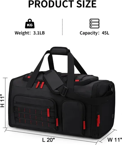 Miniatura 2 de Bolsas de gimnasio para hombres y mujeres, bolsa de viaje deportiva de 45 litros con compartimento para zapatos, mochila de noche 3 en 1