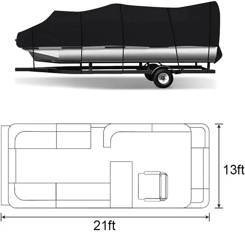 Miniatura 6 de Funda para lancha con cubierta de motor, cubierta resistente de grado marino 210D, cubierta de lancha de grado marino de 17 a 20 pies, para casco V