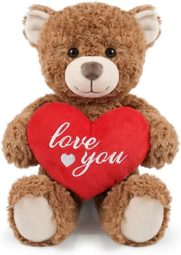 Oso de peluche para el día de San Valentín – Oso marrón de 8.6 pulgadas, animal de peluche suave, regalo ideal para su novia, mamá, niñas, bonito