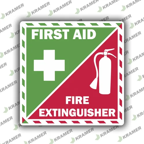 Miniatura 2 de Kramer - Adhesivo de vinilo para extintor de incendios de primeros auxilios, kit de seguridad de emergencia 4 x 4 pulgadas