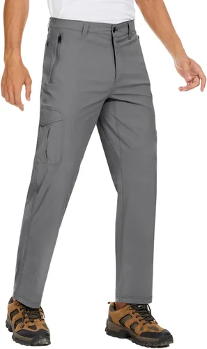 Miniatura 3 de PULI Pantalones de senderismo elásticos para hombre con 5 bolsillos, impermeables, ajustados, para golf, casual, viajes, trabajo, para hombre