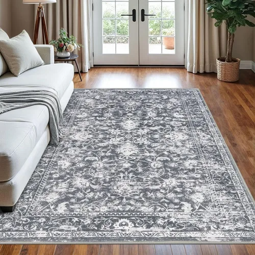 Miniatura 109 de KILOCOCO Alfombra lavable de 2 x 3 para entrada, estampado floral vintage, suave, antideslizante, azul, alfombras de cocina, tapete