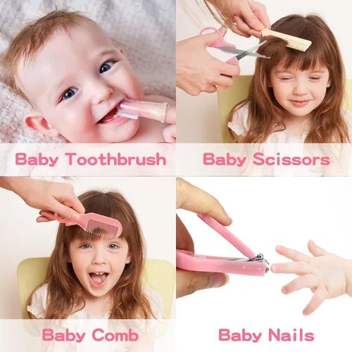 Miniatura 6 de Kit de aseo y cuidado de la salud para bebés, juego de cuidado de seguridad para bebés con cepillo de pelo, peine, cortaúñas, aspirador nasal, kit