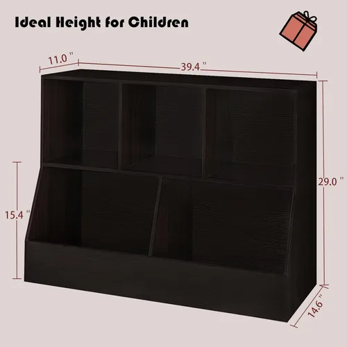Miniatura 3 de DINZI LVJ Organizador de almacenamiento para juguetes, estantería para niños, gabinete de almacenamiento de juguetes de madera, estantería para Gris