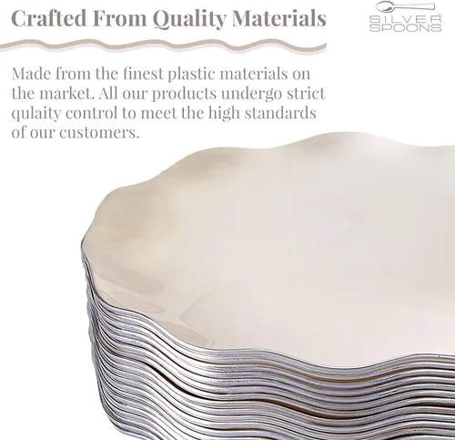 Miniatura 5 de Silver Spoons Platos de postre desechables 10 piezas Platos de plástico resistente Elegante aspecto fino de porcelana Velo, marfil