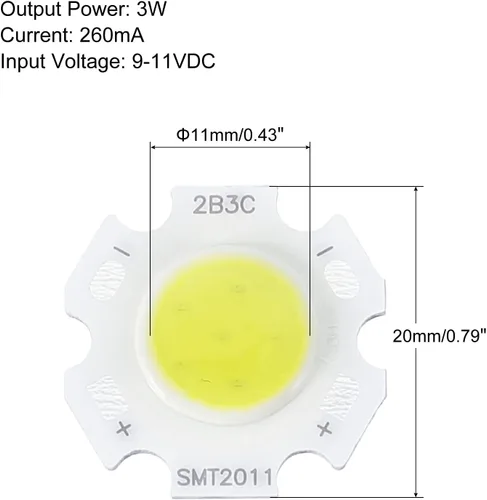 Miniatura 2 de MECCANIXITY COB - Bombilla de chip de luz LED de 0.787 in, 3 W, 260 mA, ahorro de energía para foco, paquete de 15, color blanco