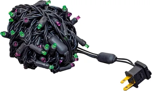 Miniatura 5 de Novelty Lights Guirnalda de luces de Navidad de 25 pies, 50 bombillas LED multicolor en cable negro, espacio de 6 pulgadas, iluminación conectable