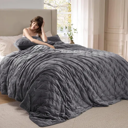 Miniatura 21 de Bedsure Juego de Edredón Tamaño Queen Beige, Juego de Cama Boho con Mechones, Ropa de Cama a Cuadros Estilo Granja Shabby Chic, 3 Piezas, 1 Edredón