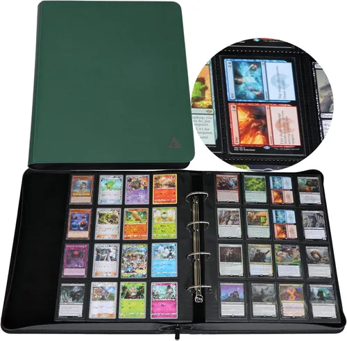Miniatura 10 de Carpeta de tarjetas coleccionables 2000, carpeta de tarjetas de 16 bolsillos con anillas en D para tarjetas 2016, carpeta grande de colección