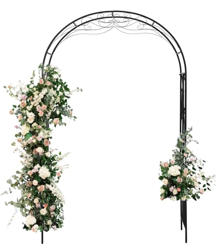 Arco de jardín para exteriores, 86.6 pulgadas de alto x 44.1 pulgadas de ancho, enrejado de metal, plantas trepadoras para bodas, fiestas de césped,