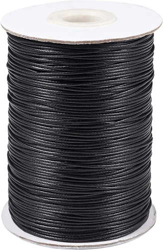 Miniatura 13 de Cordón de poliéster encerado coreano de 100 yardas, hilo de cordón trenzado beige para collar, cuerda de alambre de 0.079 pulgadas con carrete