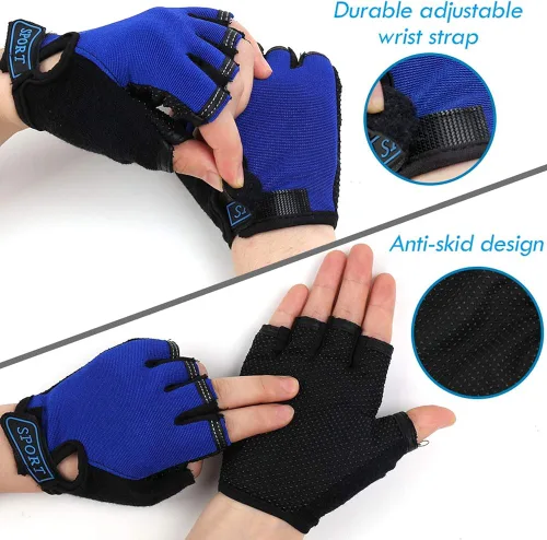 Miniatura 3 de FREEHAWK Guantes de ciclismo para niños, antideslizantes, ultrafinos, medio dedo, ciclismo, transpirables, guantes de patinaje sobre ruedas