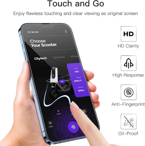 Miniatura 6 de JETech Protector de pantalla de cobertura completa para iPhone 13 Pro Max de 6.7 pulgadas, película de vidrio templado 9H, compatible con fundas