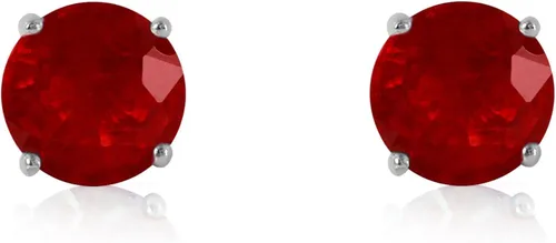 Miniatura 3 de Galaxy Gold GG Aretes de tuerca de rubí blanco macizo de 14 quilates, rosa, oro amarillo, 3.5 ct s (CTW) Ruby- 3487, Gema Metal, Rubí