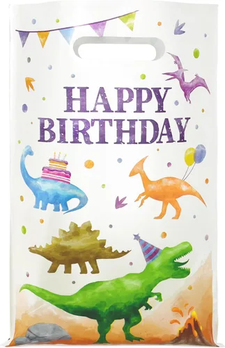 Kopokita 30 piezas de bolsas de cumpleaños de dinosaurios de acuarela, bolsas de regalo de fiesta, bolsas de golosinas, bolsas de regalo para niños,