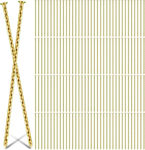 LEIFIDE 300 estacas de metal para paisaje, estacas de césped artificial de 8 pulgadas, estacas de jardín artificiales galvanizadas en espiral para