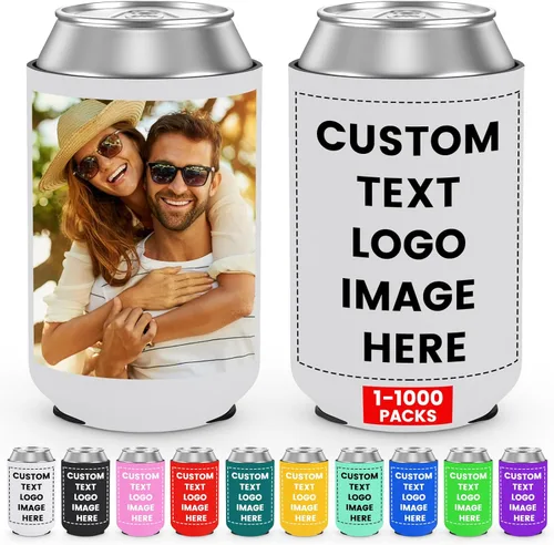 Miniatura 21 de Paquete de 300 enfriadores de latas personalizados a granel, enfriador de latas personalizado con logotipo de foto texto para bodas, cumpleaños