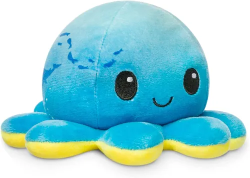 Miniatura 30 de TeeTurtle - El Peluche de Pulpo Reversible Original - Azul Claro + Azul Oscuro - Lindos Animales de Peluche Sensoriales Fidget Que Muestran Tu