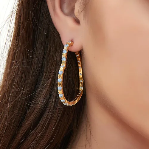 Miniatura 2 de G&GEMSJEW Gold Big Heart Earrings Women Colorful Cubic Zirconia Big Hoops Earrings 18K Gold Plated Heart-shaped CZ Heart Crystal Earrings
