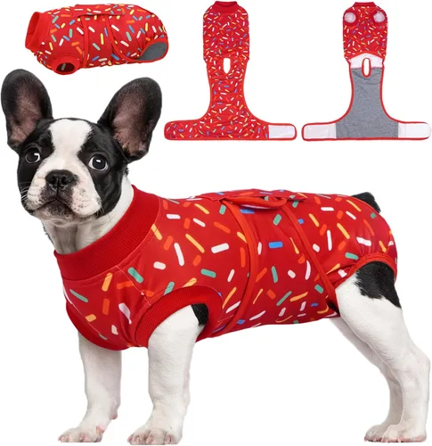 Miniatura 10 de Kuoser Traje de cirugía para perro, cómodo traje de recuperación para perros hembras para cirugía, mameluco protector posoperatorio, alternativa