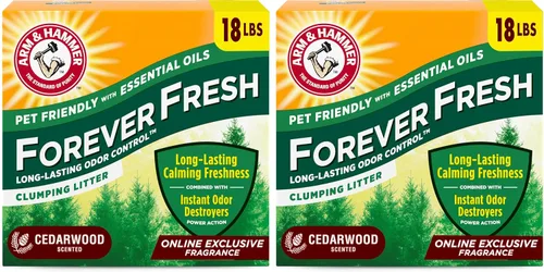 Miniatura 10 de Arm & Hammer Forever Fresh - Arena aglutinante para gatos, madera de cedro, MultiCat 18 libras, apta para mascotas con aceites esenciales