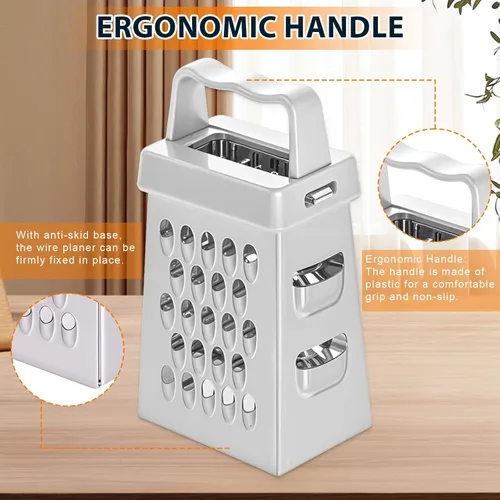 Miniatura 5 de ElevateTech Mini rallador de queso, 3 unidades, rallador de caja de acero inoxidable con asa, ralladores profesionales para rebanar quesos de Blanco